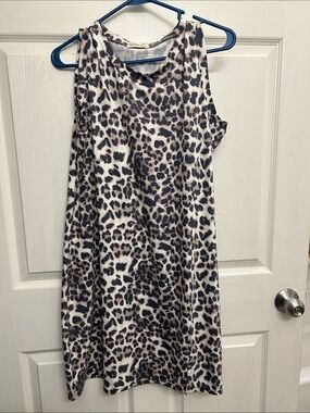 Sleeveless Leopard Print Shift Dress - Neutral Tones